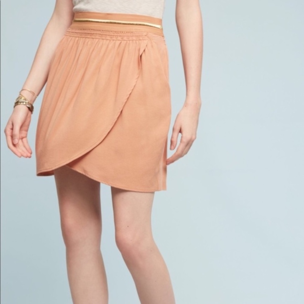 Anthropologie See U Soon Peach Willow Tulip Skirt